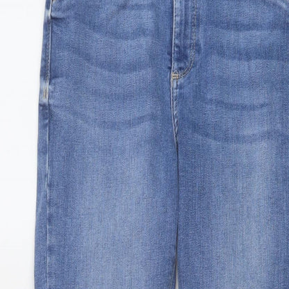 River Island Womens Blue Cotton Cropped Jeans Size 10 L22 in Regular Button