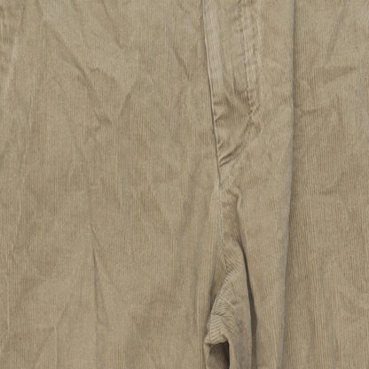 Marks and Spencer Mens Beige Cotton Trousers Size 42 in L31 in Regular Button