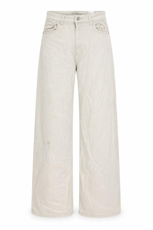H&M Womens Beige Cotton Wide-Leg Jeans Size 8 L29 in Regular Button