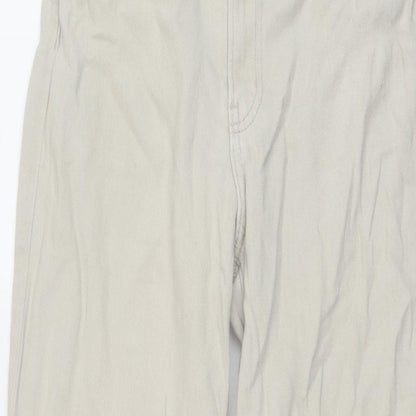H&K Womens Beige Cotton Wide-Leg Jeans Size 8 L29 in Regular Button