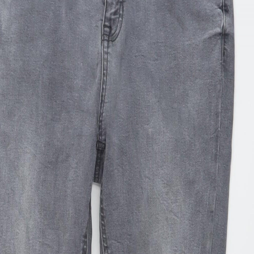 New Look Womens Grey Cotton Skinny Jeans Size 14 L26 in Regular Button