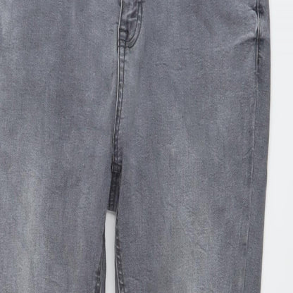 New Look Womens Grey Cotton Skinny Jeans Size 14 L26 in Regular Button