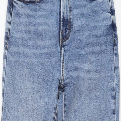 Primark Womens Blue Cotton Mom Jeans Size 4 L27 in Regular Button