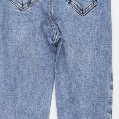 Primark Womens Blue Cotton Mom Jeans Size 4 L27 in Regular Button
