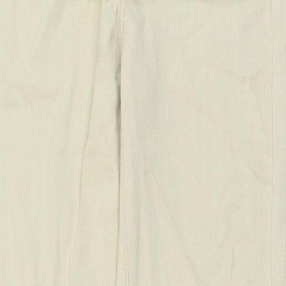 PRETTYLITTLETHING Womens Beige Cotton Straight Jeans Size 8 L35 in Regular Button