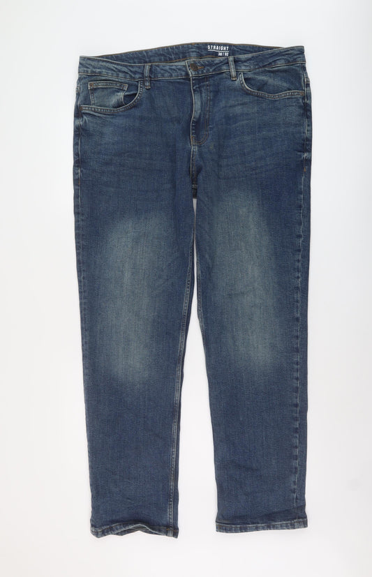 Geoprge Mens Blue Cotton Straight Jeans Size 38 in L32 in Regular Button