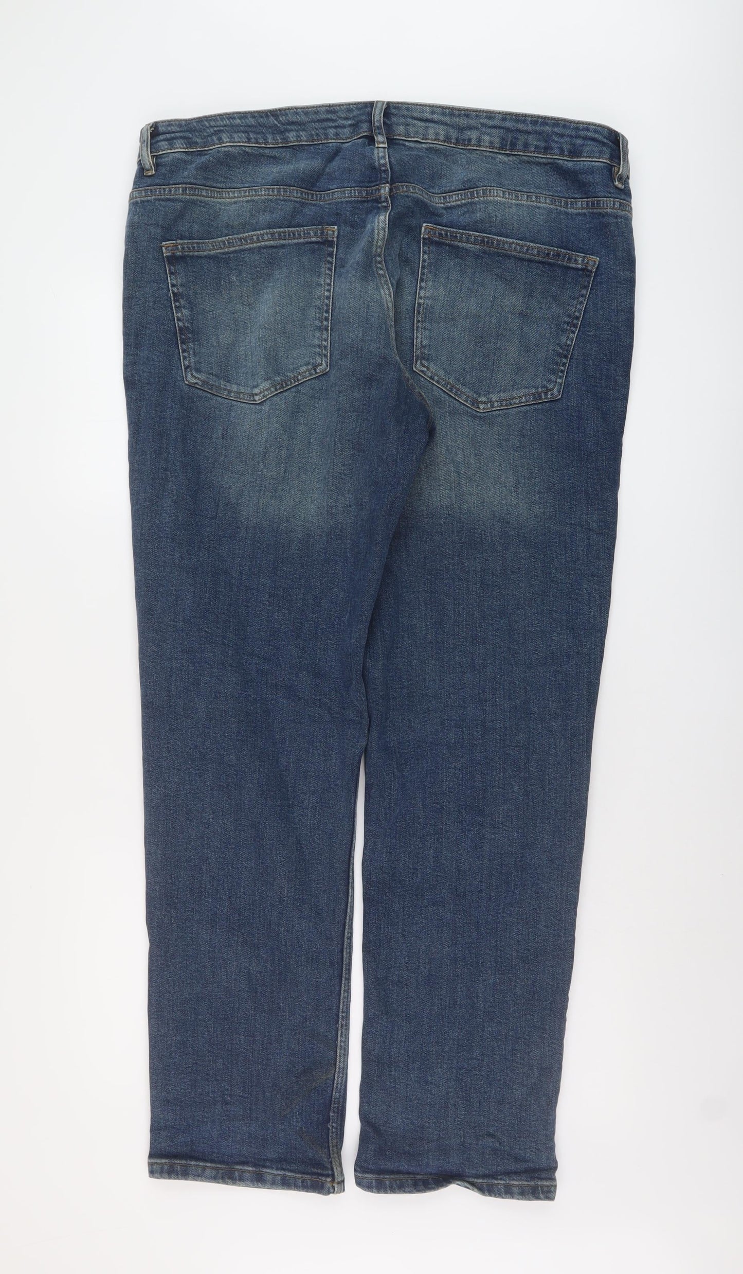 Geoprge Mens Blue Cotton Straight Jeans Size 38 in L32 in Regular Button