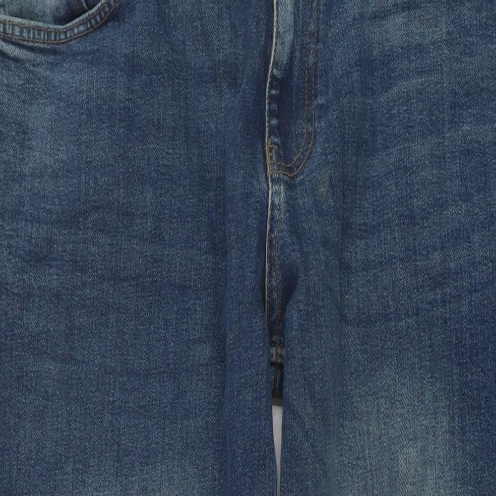 Geoprge Mens Blue Cotton Straight Jeans Size 38 in L32 in Regular Button