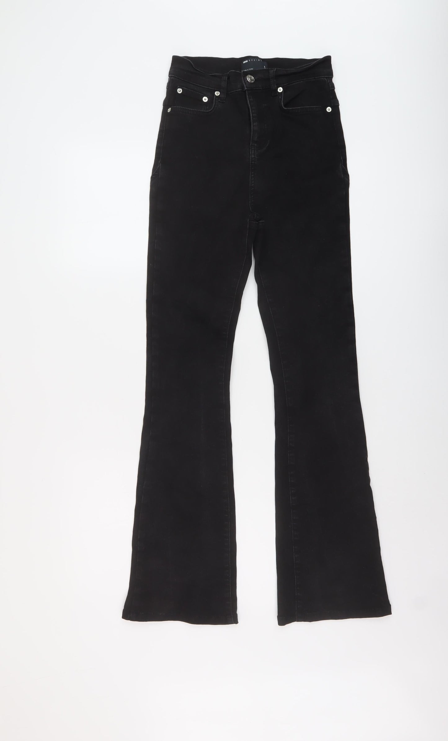 ASOS Womens Black Cotton Flared Jeans Size 26 in L32 in Regular Button