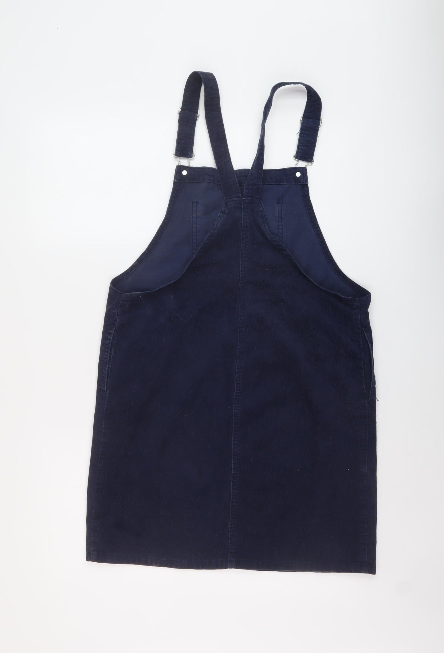 TU Womens Blue Cotton Pinafore/Dungaree Dress Size 10 Square Neck Buckle