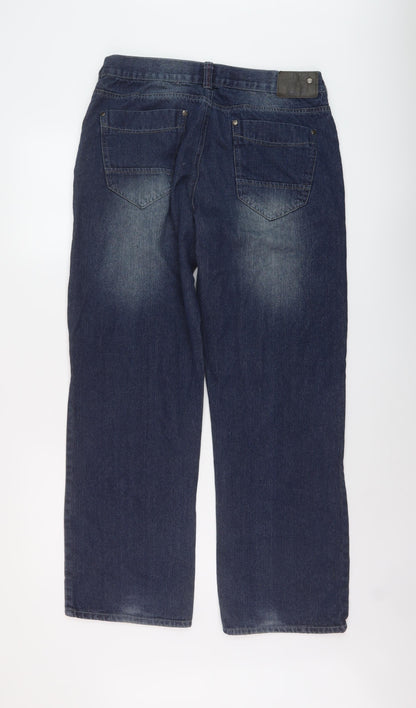 Giorgrio Mens Blue Cotton Straight Jeans Size 34 in L30 in Regular Button