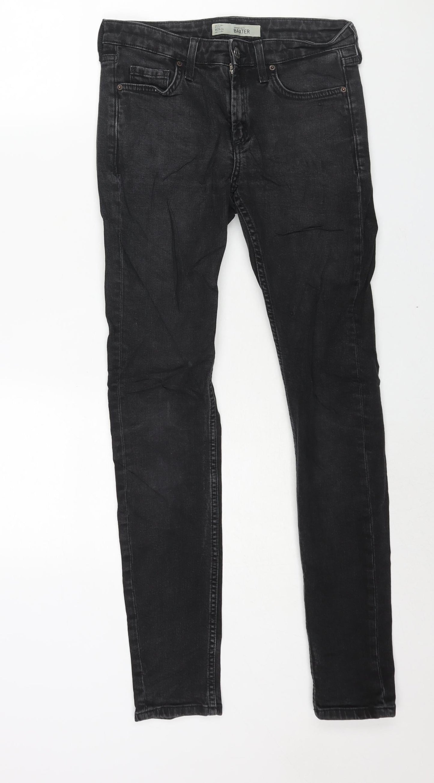 Topshop Womens Black Cotton Skinny Jeans Size 26 in L34 in Regular Zip
