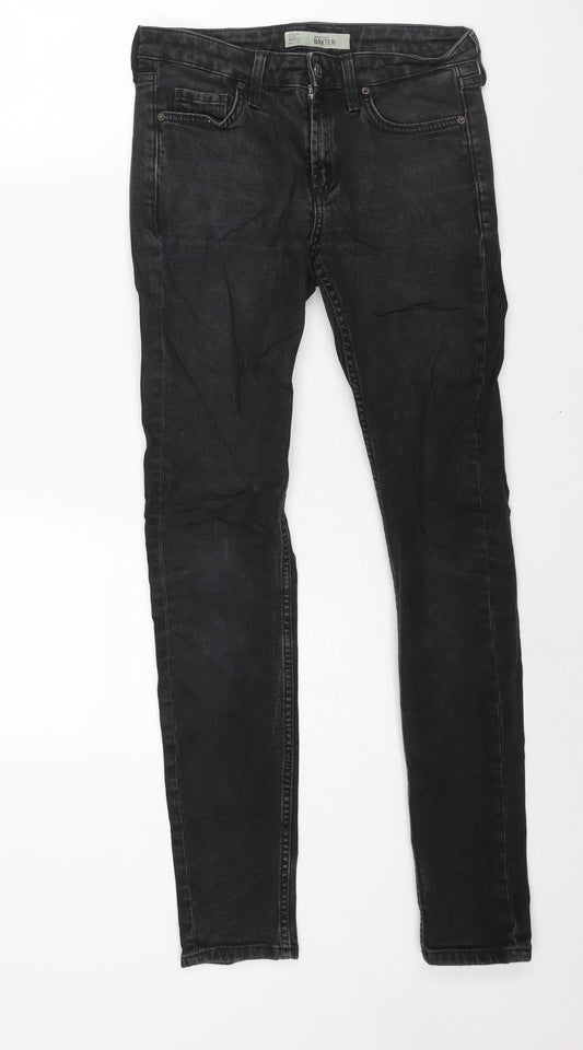 Topshop Womens Black Cotton Skinny Jeans Size 26 in L34 in Regular Zip
