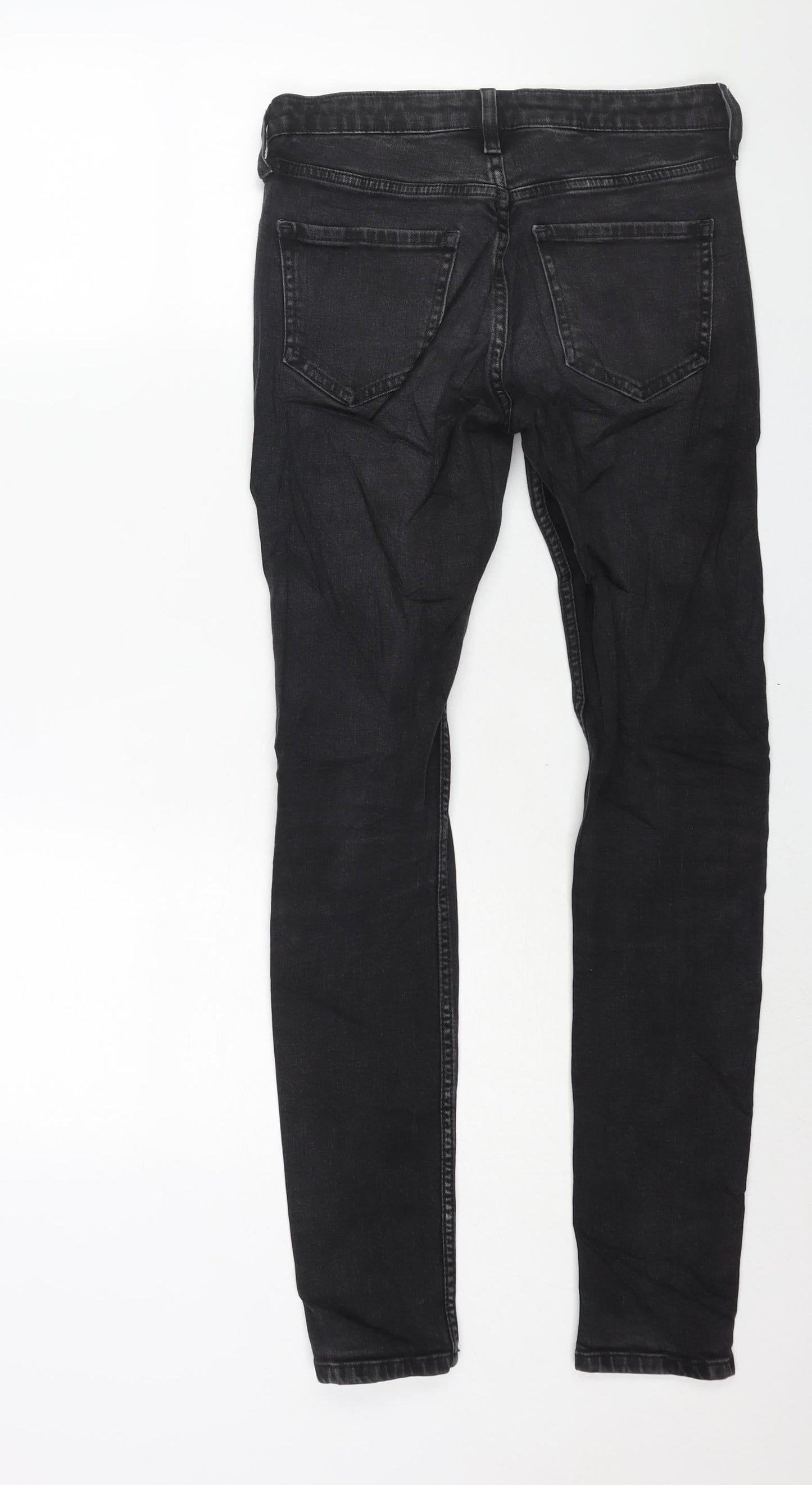 Topshop Womens Black Cotton Skinny Jeans Size 26 in L34 in Regular Zip