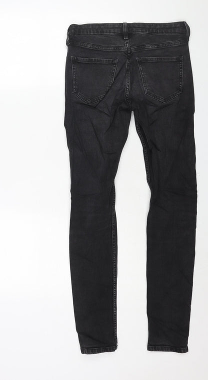 Topshop Womens Black Cotton Skinny Jeans Size 26 in L34 in Regular Zip
