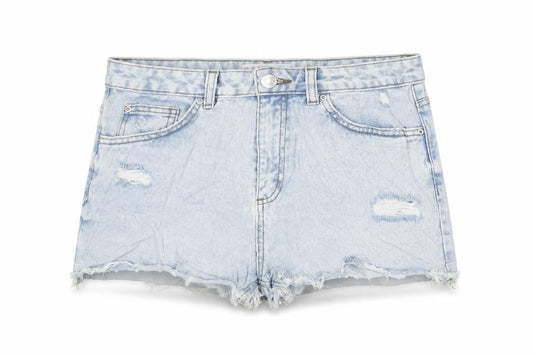 Denim & Co. Womens Blue Cotton Cut-Off Shorts Size 10 Regular Zip - Distressed
