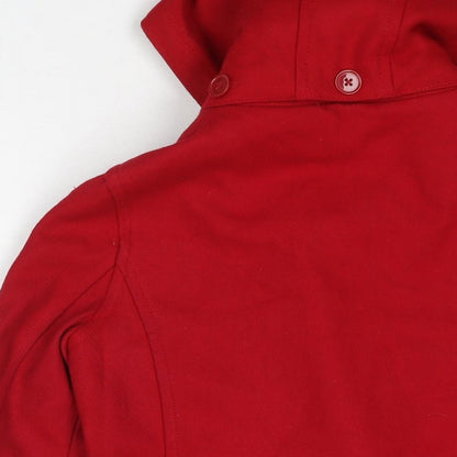 Fallen Legend Womens Red Pea Coat Coat Size 10 Button - Removable Hood Belt Detail