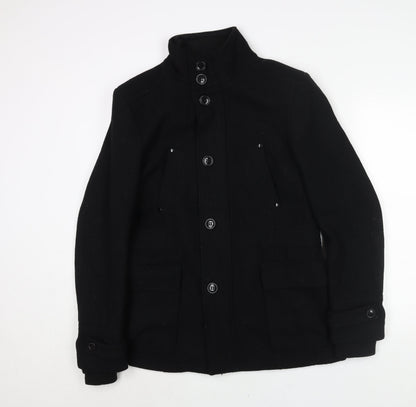 Mens UK Size M Breakout Black Pea Coat