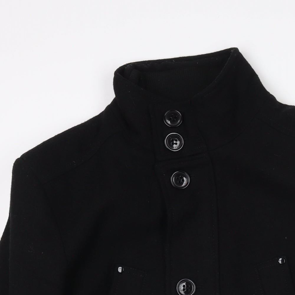Mens UK Size M Breakout Black Pea Coat