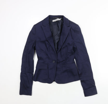 Hilton Weiner Womens Blue Cotton Jacket Suit Jacket Size 2
