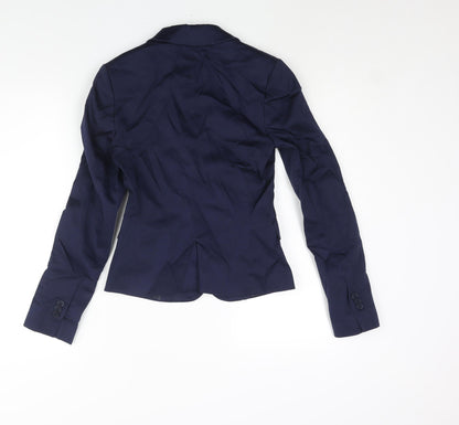 Hilton Weiner Womens Blue Cotton Jacket Suit Jacket Size 2