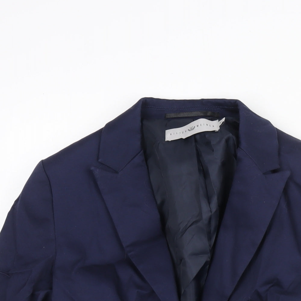 Hilton Weiner Womens Blue Cotton Jacket Suit Jacket Size 2