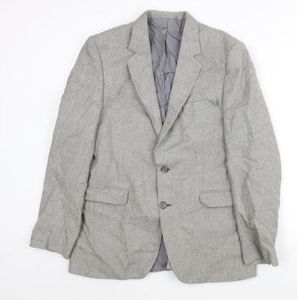 Falconry Mens Grey Wool Jacket Suit Jacket Size 38 Regular