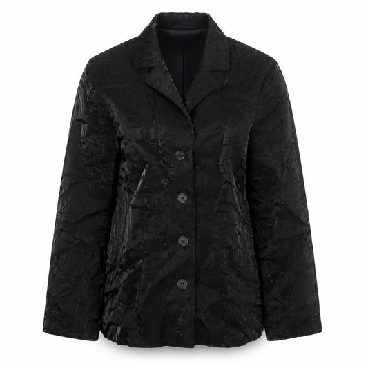 Ambiente Womens Black Jacket Size 12 Button - Crinkle Look