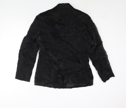 Ambiente Womens Black Jacket Size 12 Button - Crinkle Look