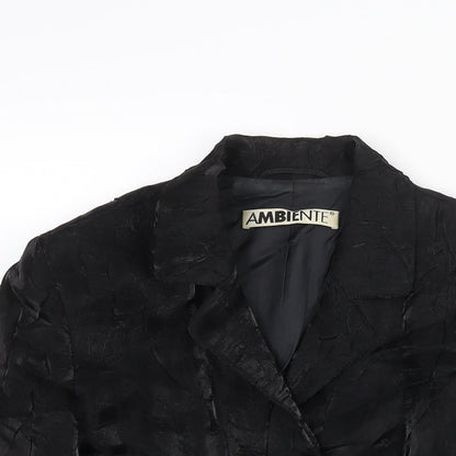 Ambiente Womens Black Jacket Size 12 Button - Crinkle Look