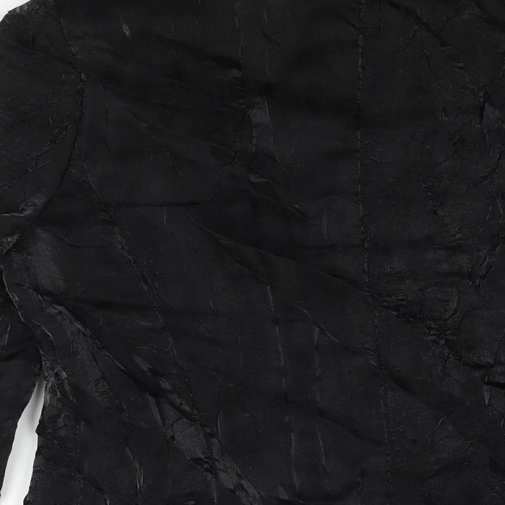 Ambiente Womens Black Jacket Size 12 Button - Crinkle Look