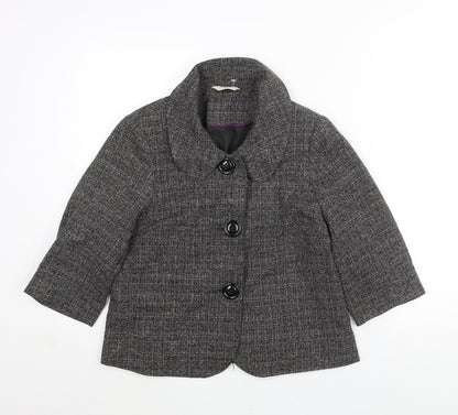 Editions Womens Black Pea Coat Coat Size 12 Button