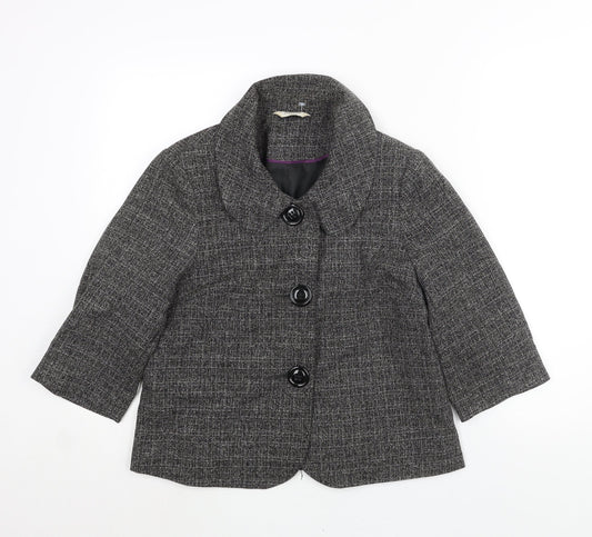 Editions Womens Black Pea Coat Coat Size 12 Button