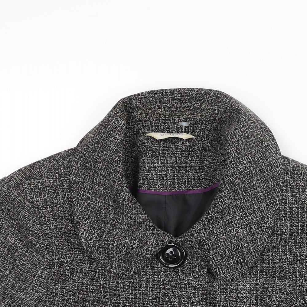 Editions Womens Black Pea Coat Coat Size 12 Button