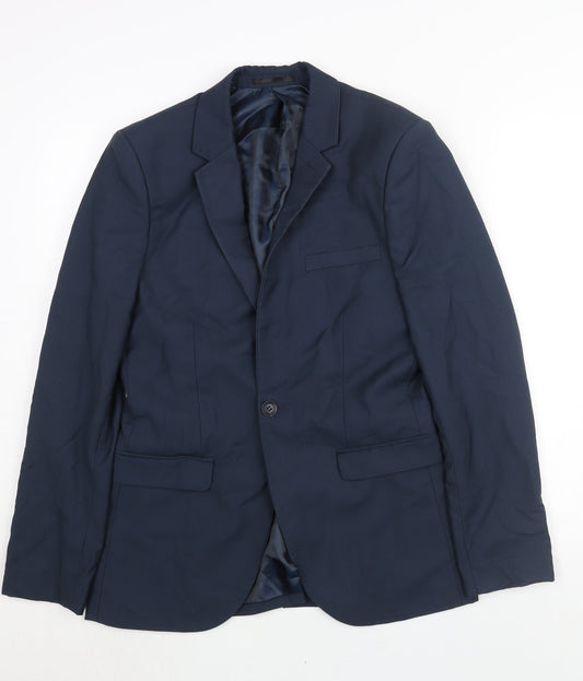 Mens UK Size 36 Topman Regular Blue Suit Jacket