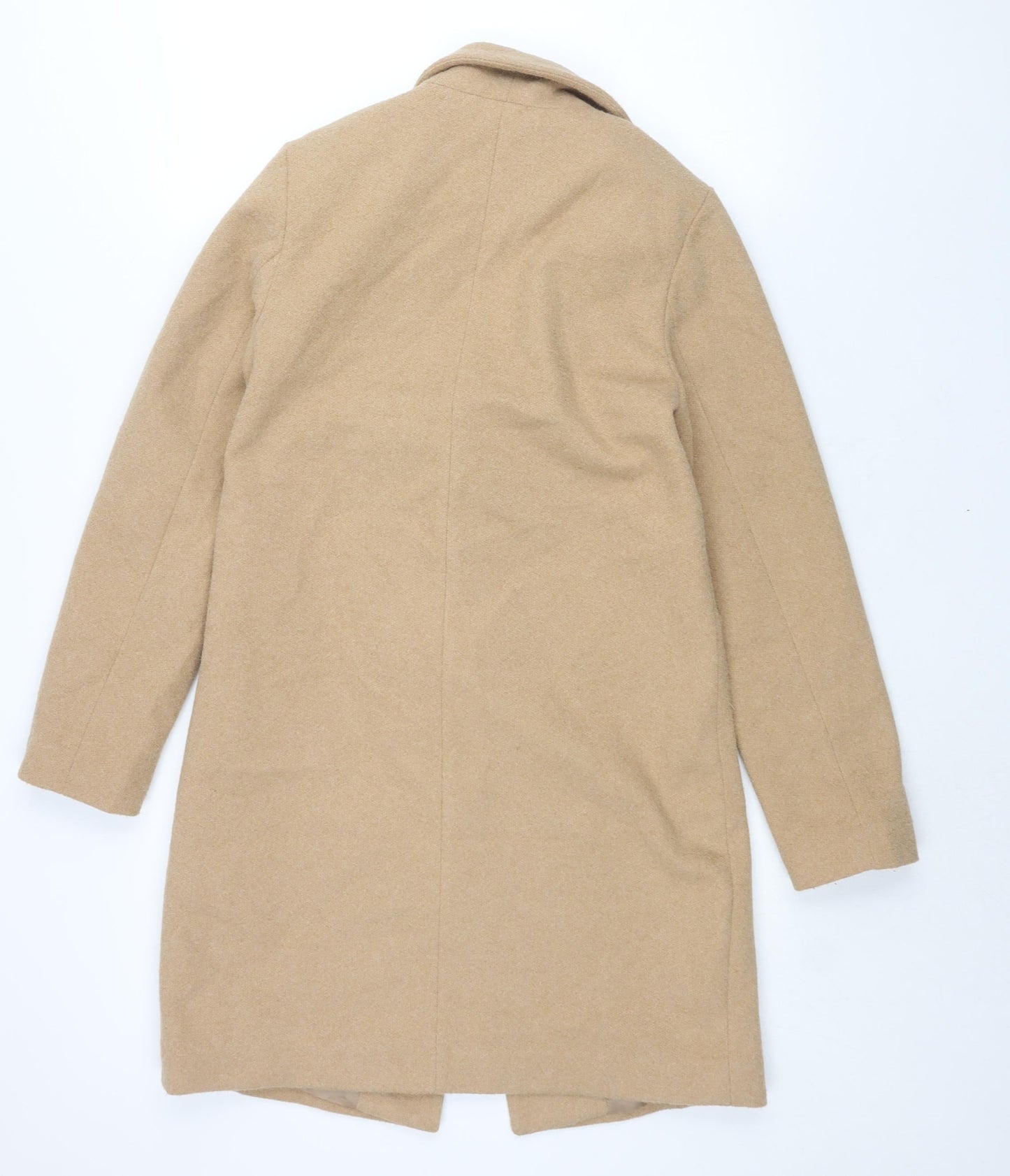 New Look Womens Beige Overcoat Coat Size 6 Button