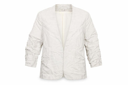 H&M Womens Beige Jacket Size 12 Hook & Eye - Rouched Sleeve