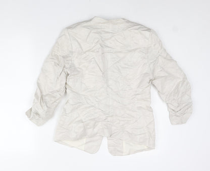 H&M Womens Beige Jacket Size 12 Hook & Eye - Rouched Sleeve