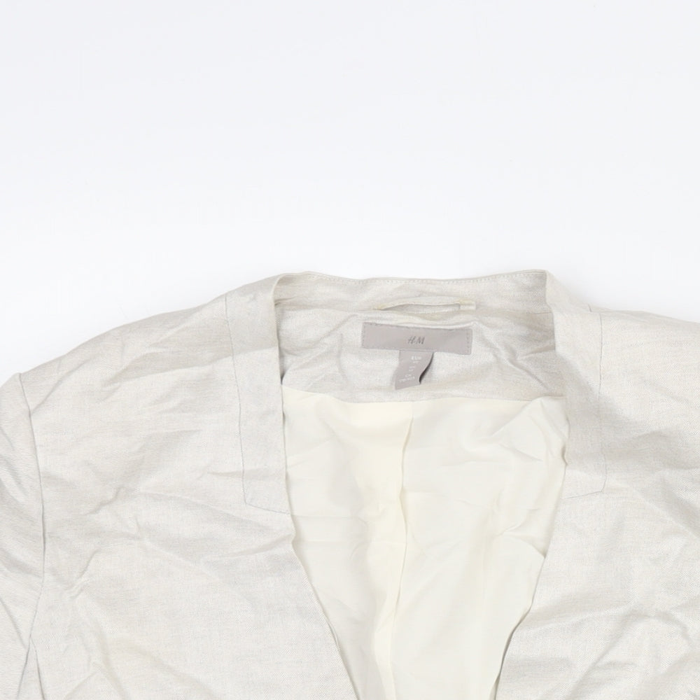 H&M Womens Beige Jacket Size 12 Hook & Eye - Rouched Sleeve