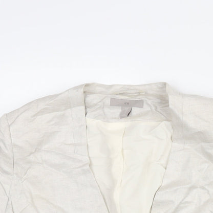 H&M Womens Beige Jacket Size 12 Hook & Eye - Rouched Sleeve