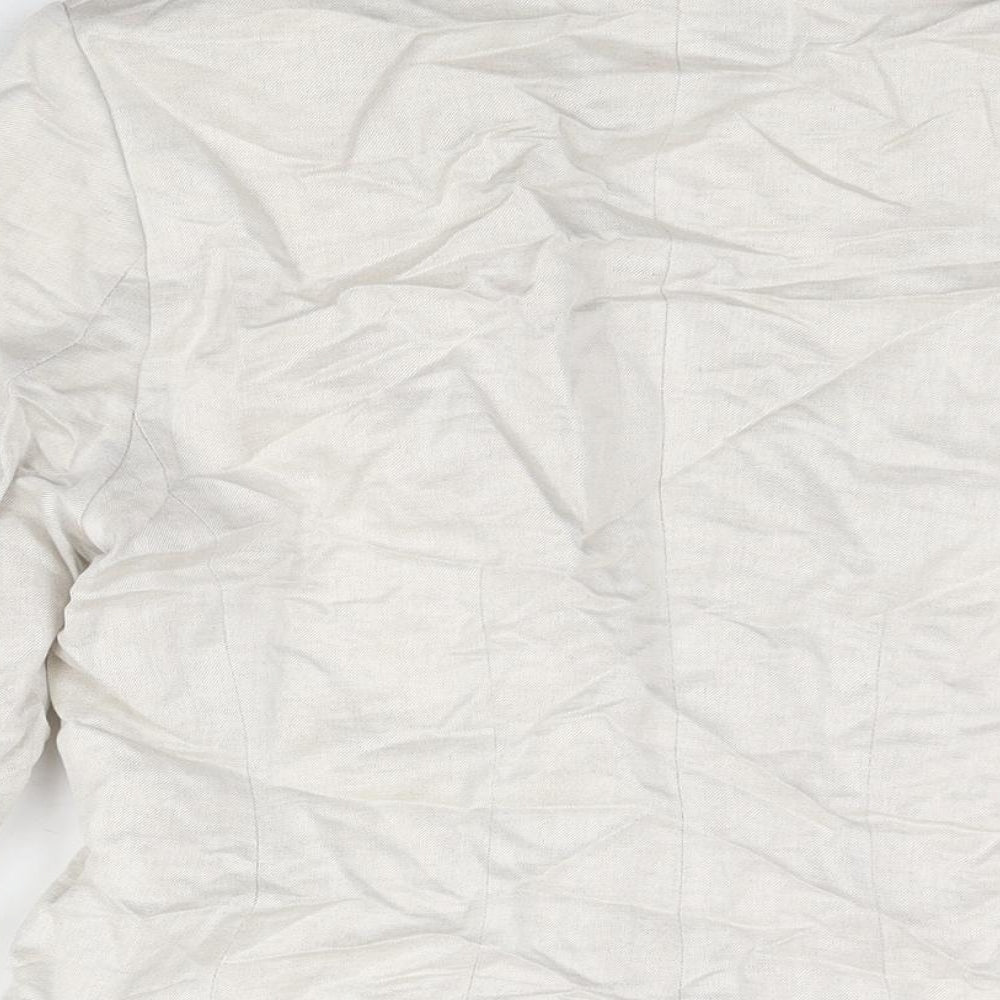 H&M Womens Beige Jacket Size 12 Hook & Eye - Rouched Sleeve