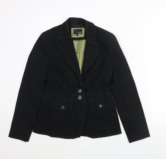 NEXT Womens Black Polyester Jacket Suit Jacket Size 10 - Stitch Belt Detail