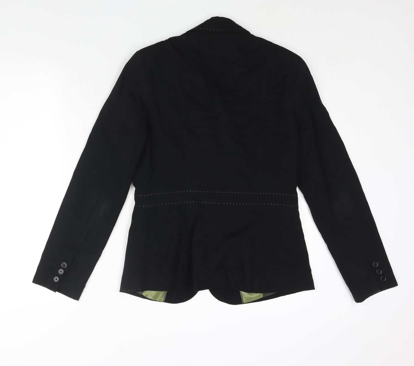 NEXT Womens Black Polyester Jacket Suit Jacket Size 10 - Stitch Belt Detail