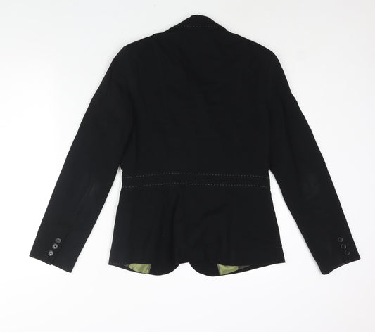 NEXT Womens Black Polyester Jacket Suit Jacket Size 10 - Stitch Belt Detail