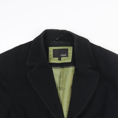 NEXT Womens Black Polyester Jacket Suit Jacket Size 10 - Stitch Belt Detail