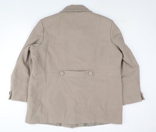 Damart Womens Beige Pea Coat Coat Size 26 Button