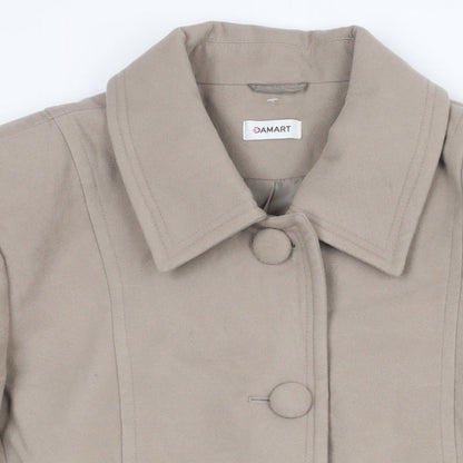 Damart Womens Beige Pea Coat Coat Size 26 Button