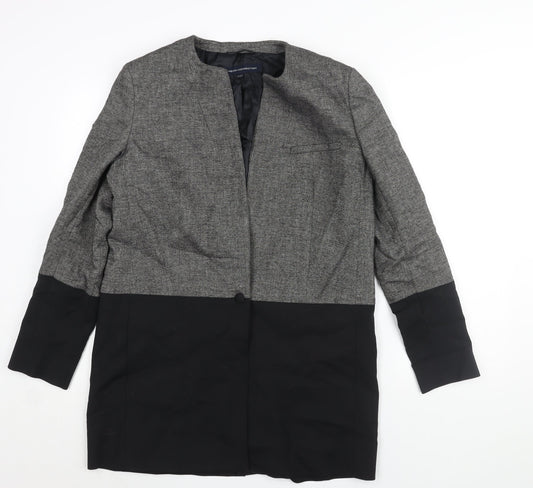 French Connection Womens Grey Overcoat Coat Size 12 Button - Colourblock