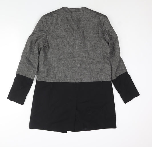 French Connection Womens Grey Overcoat Coat Size 12 Button - Colourblock