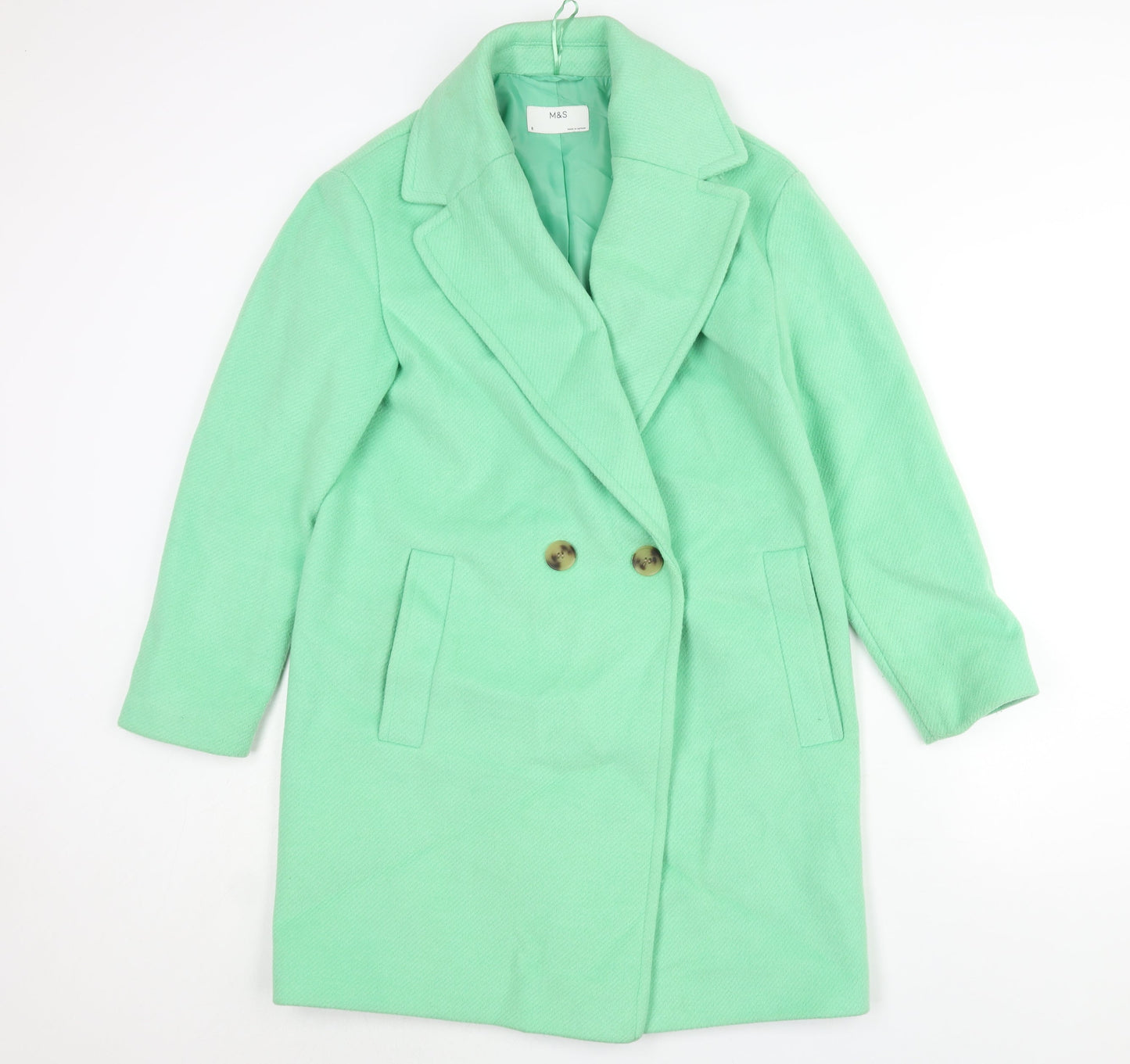 Womens UK Size 8 Marks and Spencer Green Overcoat